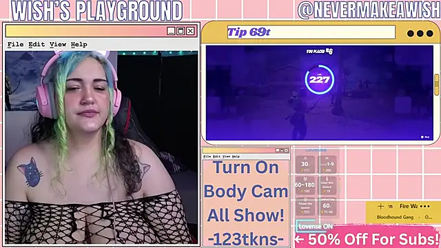 Snapshot of nevermakeawish chatting on February 27, 5:02 pm nevermakeawish online show from February 27, 5:02 pm