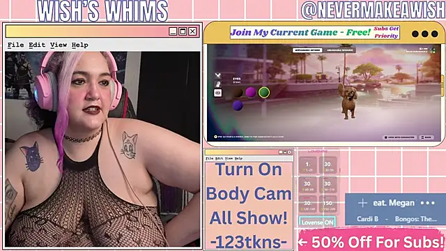 Snapshot of nevermakeawish chatting on July 12, 9:54 am nevermakeawish online show from July 12, 9:54 am