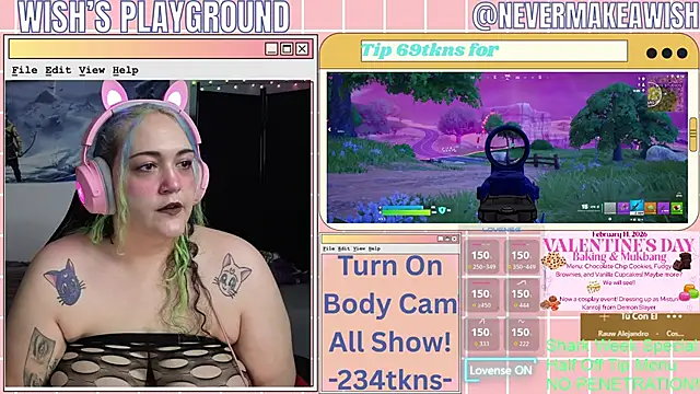 Snapshot of nevermakeawish chatting on February 12, 4:51 pm nevermakeawish online show from February 12, 4:51 pm