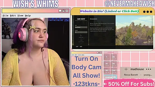 Snapshot of nevermakeawish chatting on July 8, 10:49 am nevermakeawish online show from July 8, 10:49 am