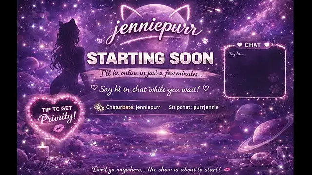 purrjennie online show from March 31, 9:00 am